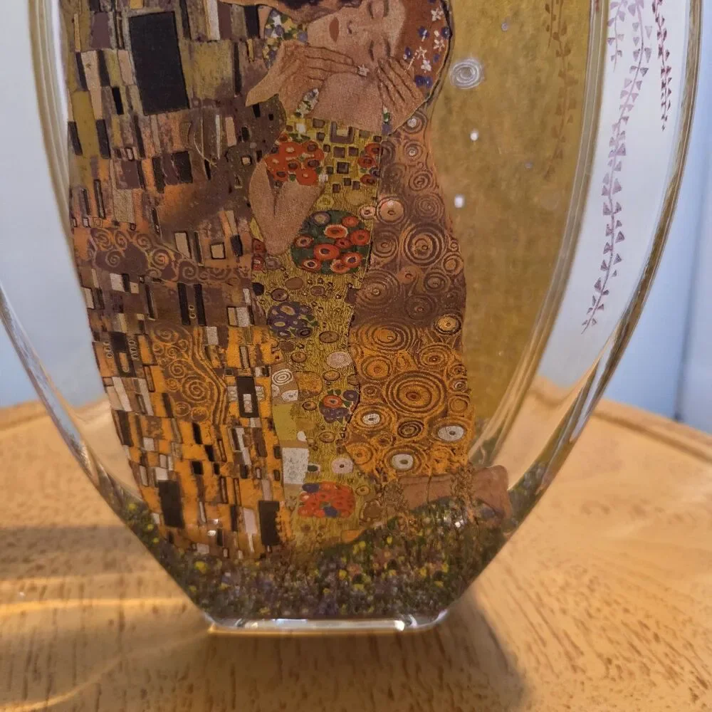 Goebel Artis Orbis Gustav Klimt The Kiss Der Kuss Art Glass Vase 9
